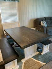 Dining area featuring carpet floors