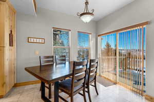 View of tiled dining area