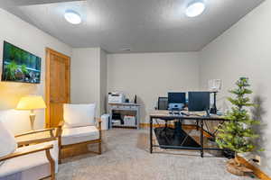 Fourth Bedroom or optional Office space featuring a textured ceiling