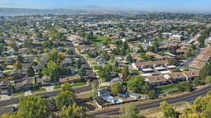 Aerial view featuring a mountain view