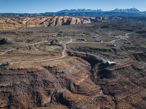 Drone / aerial view featuring a mountain view