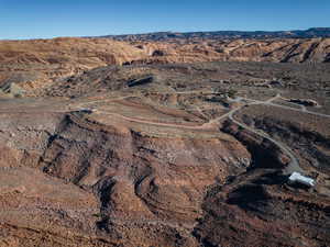 Birds eye view of property with a mountain view