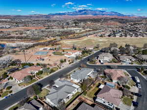 Aerial view featuring a mountain view