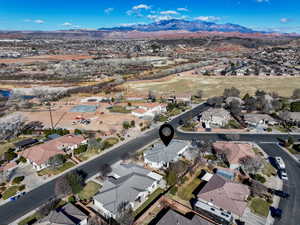 Drone / aerial view with a mountain view