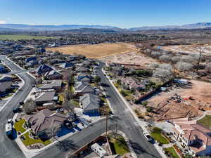 Drone / aerial view with a mountain view