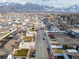 Drone / aerial view with a mountain view