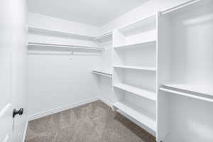 Walk in closet featuring carpet floors