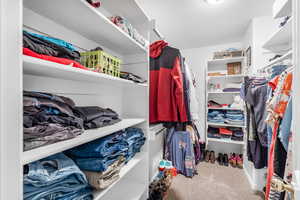 Walk in closet with carpet