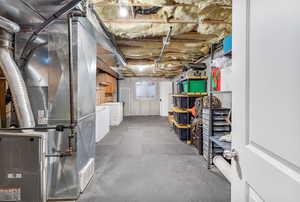 Basement with heating unit