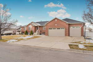 Single story home with a garage