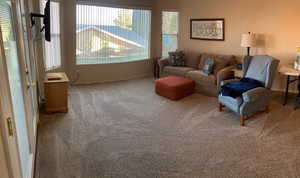 Living room with carpet flooring