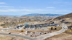 Bird's eye view with a mountain view