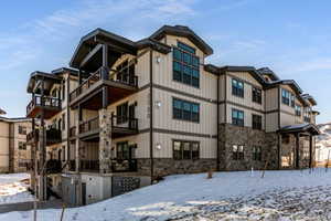 View of snow covered building