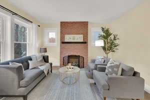 Living room with a fireplace