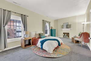 Bedroom with carpet flooring