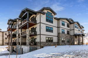 View of snow covered property