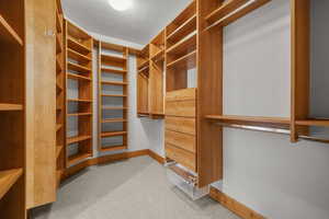 Walk in closet featuring carpet floors