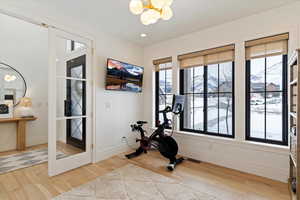 Workout room with plenty of natural light