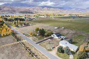 Birds eye view of property with a mountain view