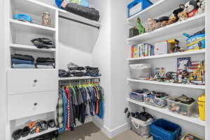 Spacious closet featuring carpet floors