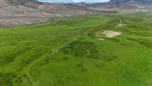 Drone / aerial view of a mountain backdrop