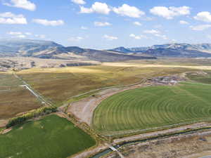 Aerial view with a mountain view and a rural view