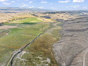 Drone / aerial view featuring a mountain view