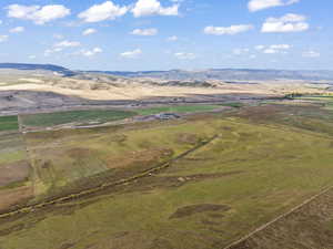 Aerial view featuring a mountain view and a rural view