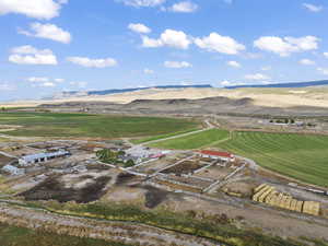 Aerial view featuring a mountain view and a rural view