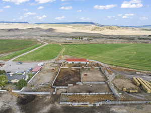 Bird's eye view with a mountain view and a rural view