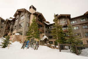 View of snow covered building