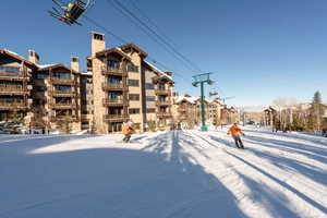 View of snow covered property