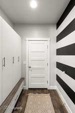 Mudroom featuring dark hardwood / wood-style flooring