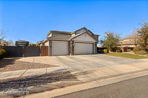 View of front of property with a garage