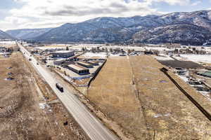 Drone / aerial view with a mountain view