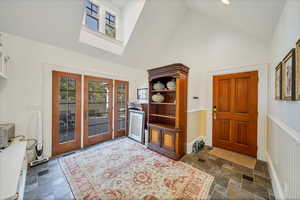 Mudroom connects main house with garage. Available unfished space above.