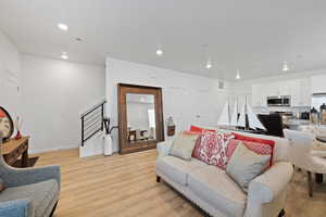 Living room featuring light wood-type flooring