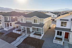 View of front of property featuring a mountain view