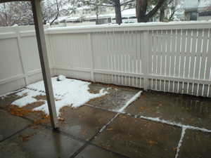 View of snow covered patio