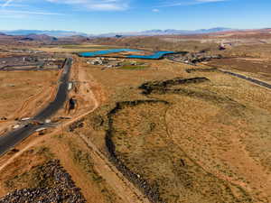 Drone / aerial view with a mountain view