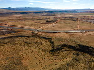 Drone / aerial view featuring a mountain view