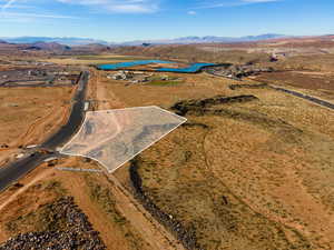 Birds eye view of property with a mountain view