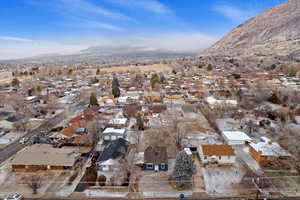 Drone / aerial view with a mountain view