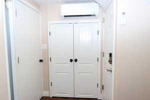 access to main home on the left, closet in the center, access to the garage on the right, with a mini-split for heat and cooling.