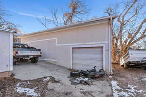 View of snow covered garage