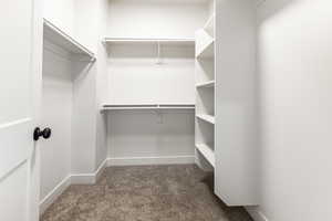 Walk in closet featuring carpet flooring