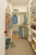 Walk in closet featuring carpet