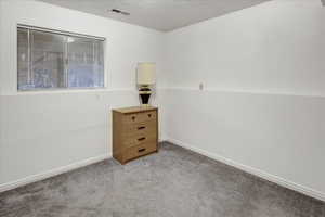 Unfurnished bedroom featuring light carpet