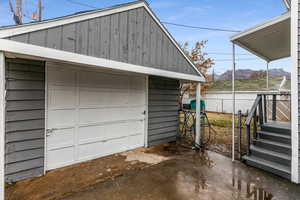 Garage with a mountain view