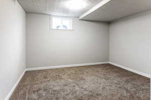 Basement featuring carpet floors